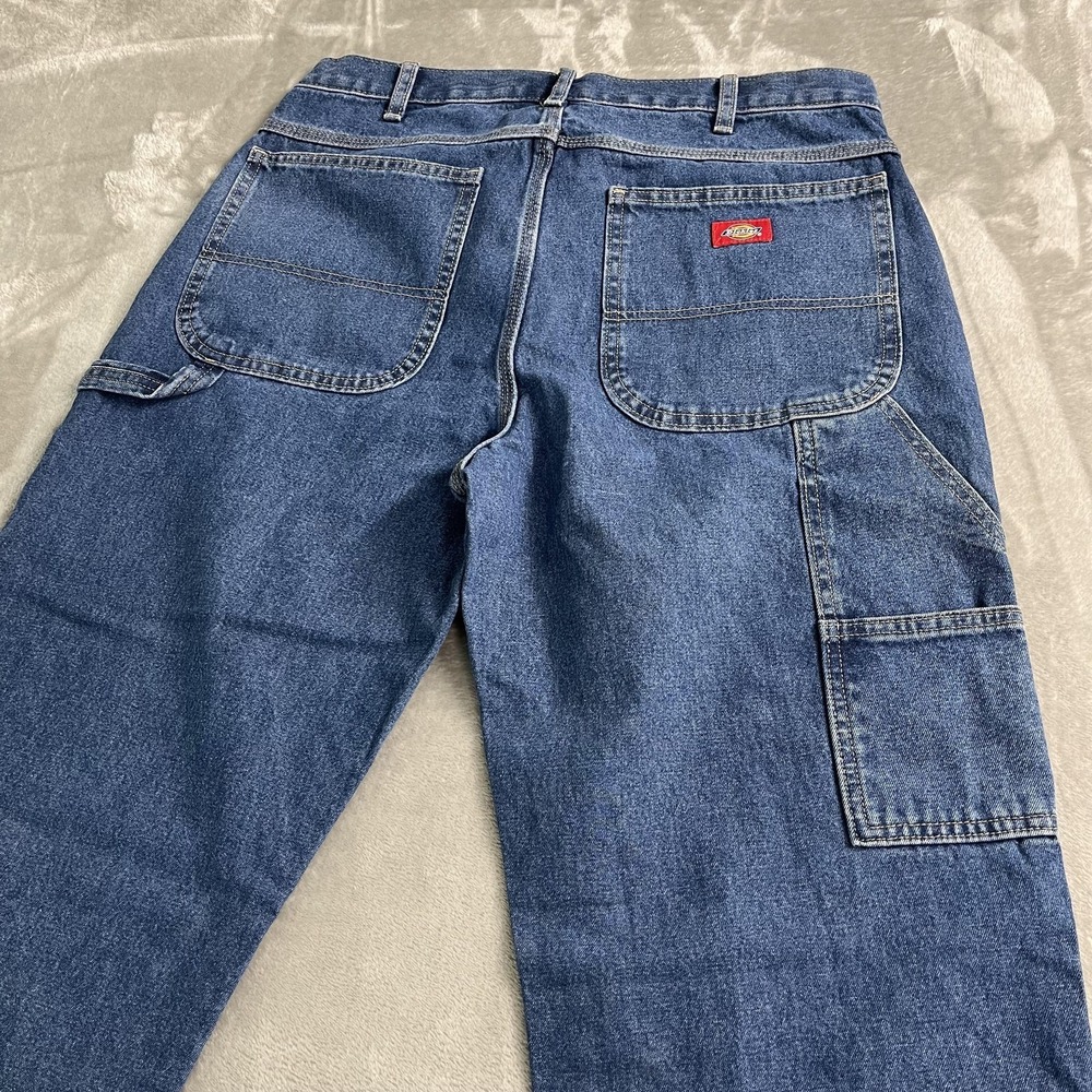 Dickies Carpenter Jeans Mens 34X32 Blue Relaxed Fit Straight Leg Denim Workwear